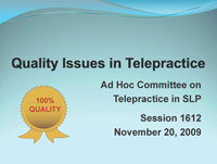 quality issues in telepractice