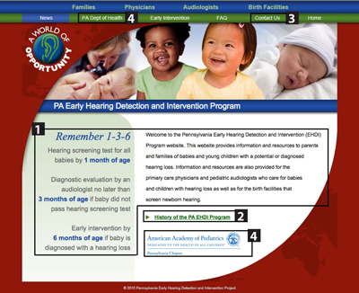 Fig 1.1a, PA homepage highlighting aspects that establish credibility