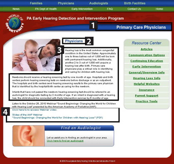 Fig. 2.2d PA EHDI Physicians page
