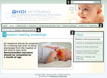 Fig. 2.3a WY webpage, pointing out navigation methods