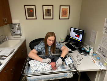 a hearing screening in progress