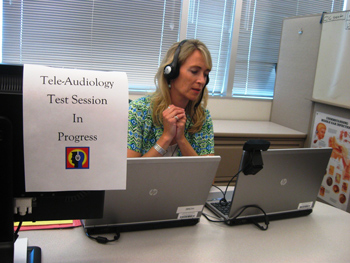 a tele-audiology session in progress