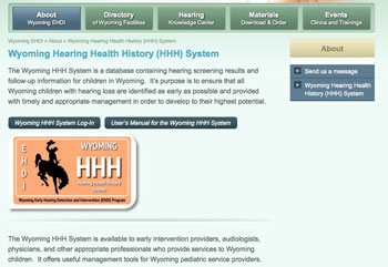 fig 1.3a, WY EHDI Database page