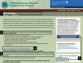 Fig. 2.2d PA EHDI Physicians page